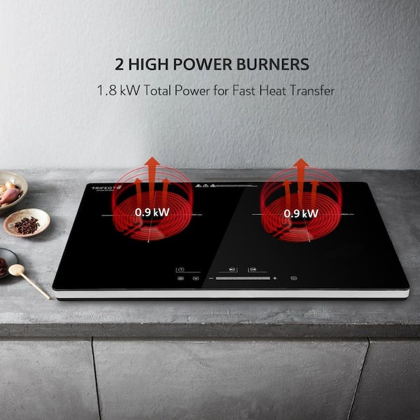 22 in. Electric Portable Induction Cooktop Horizontal 2-Element Burner in Black