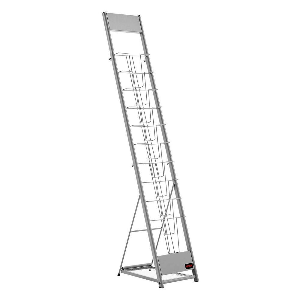 Brochure Display Rack, 10 Pockets Magazine Literature Display Stand, Portable Floor Standing Magazine Rack, Silver price history on PriceWatchPro