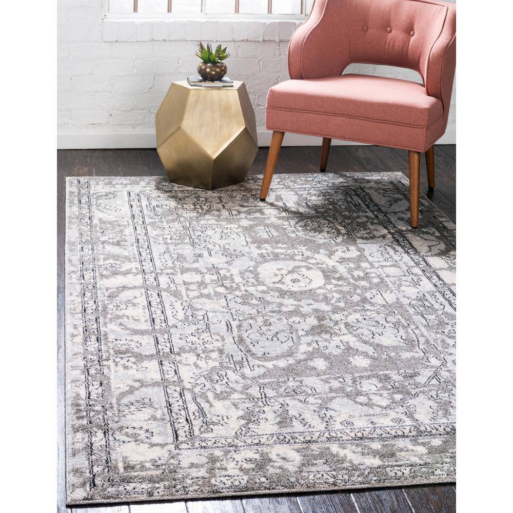 Reversible Easy Care Gray Synthetic 6' x 9' Area Rug