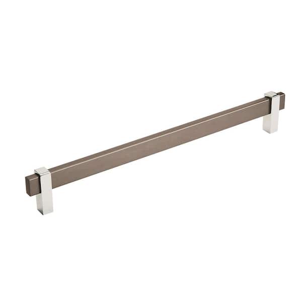 Amerock Mulino 10-1/16 in. (256mm) Modern Black Brushed Nickel/Polished Chrome Bar Cabinet Pull