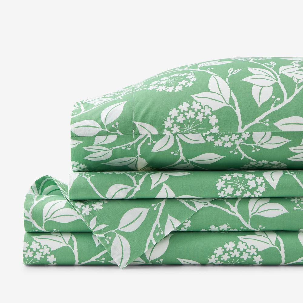 The Company Store Company Cotton Myla Leaf Green Organic Cotton Percale Twin XL Sheet Set 51052L