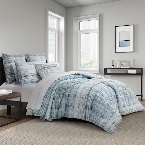 Unbranded Peyton Blue Cotton King/Cal King 3-Pieces Comforter Set