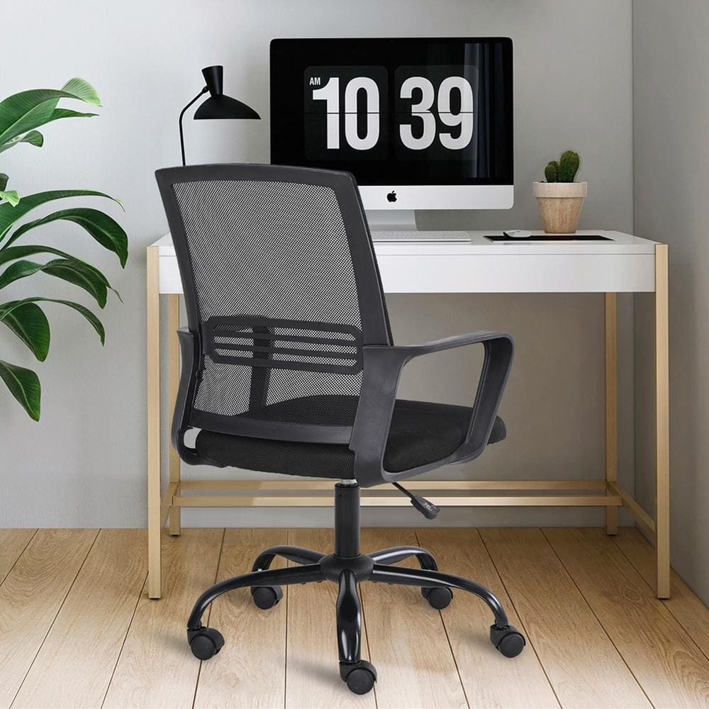 Modern Home Office Desk Chair, Adjustable Height Computer Chair with Pillow Swivel Executive Task Chair, Orange