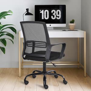 Height Adjustable Swivel Executive Office Computer Ergonomic Chair with Fixed Arms and Mesh Back, Black