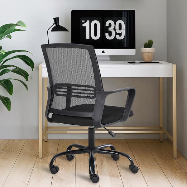 Magic Home Height Adjustable Swivel Executive Office Computer Ergonomic Chair with Fixed Arms and Mesh Back, Black
