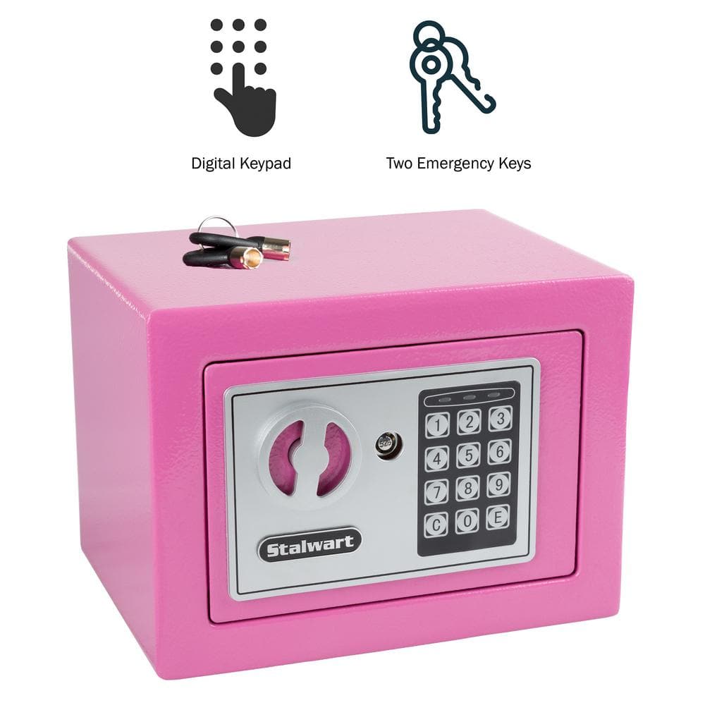 Compact Pink Steel Electronic Safe Box with Keypad