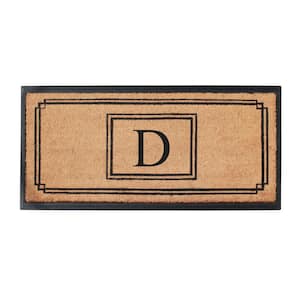 A1HC Black/Beige 24 in. x 47.5 in. Rubber and Coir Heavy Duty, Extra Large Monogrammed D Door Mat