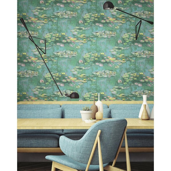 Lily Pads Metallic Green, Teal, and Pink Paper Strippable Roll (Covers 56.05 sq. ft.)