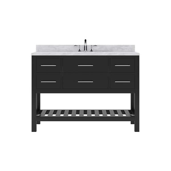 Virtu USA Caroline Estate 48 in. W x 22 in. D x 34 in. H Single Sink Bath Vanity in Espresso with Marble Top