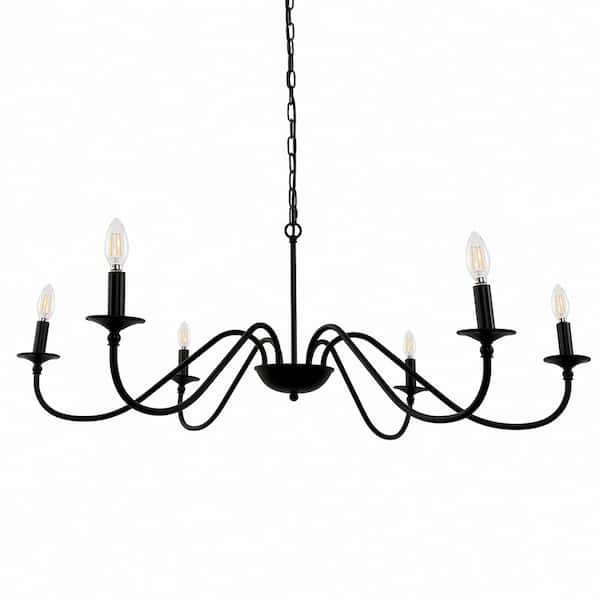 Briignite 6-Light Nickel Rustic Candle Iron Chandelier for Dining and Living Spaces