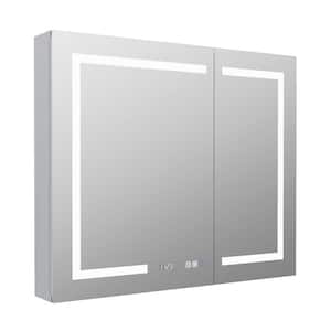 36 in. W x 30 in. H Rectangular Frameless Recessed/Surface Mount Medicine Cabinet with Mirror and LED