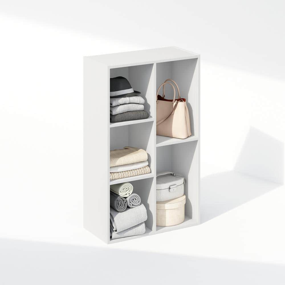 White 9-Shelf Vertical Cube Bookcase with Closed Back