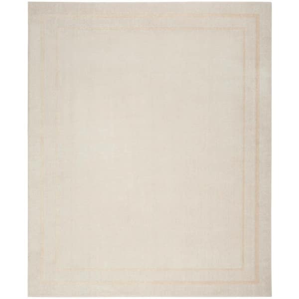 Essentials Ivory Gold 8 ft. x 10 ft. Solid Contemporary Area Rug