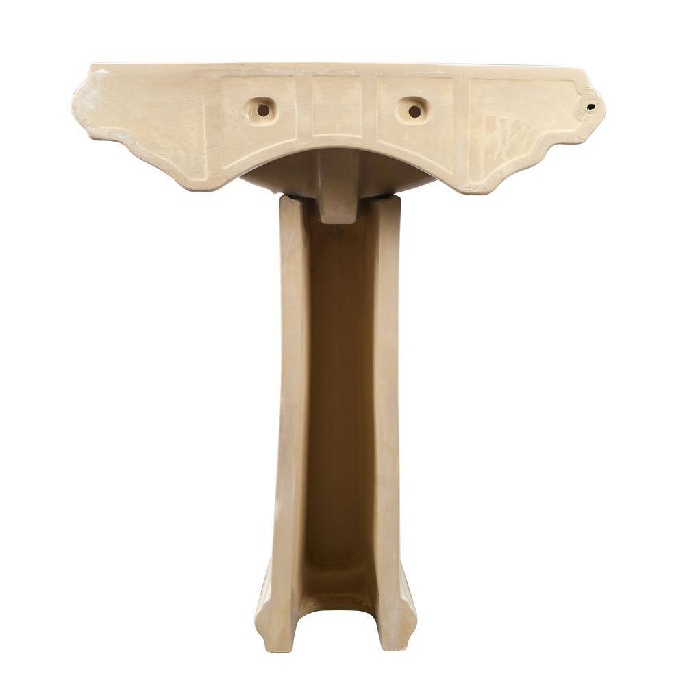 Bone Ceramic Single Hole Pedestal Bathroom Sink