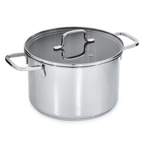 BergHOFF DiNA Helix Recycled 18/10 Stainless Steel 10 in. Stockpot 7 qt., Glass Lid