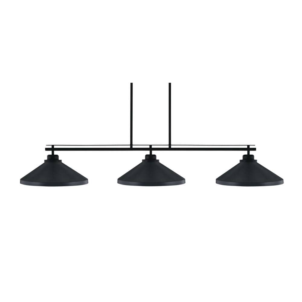 Monroe 3-Light Billiard Light, Round Fitter, Matte Black Finish, 14 in. Mat