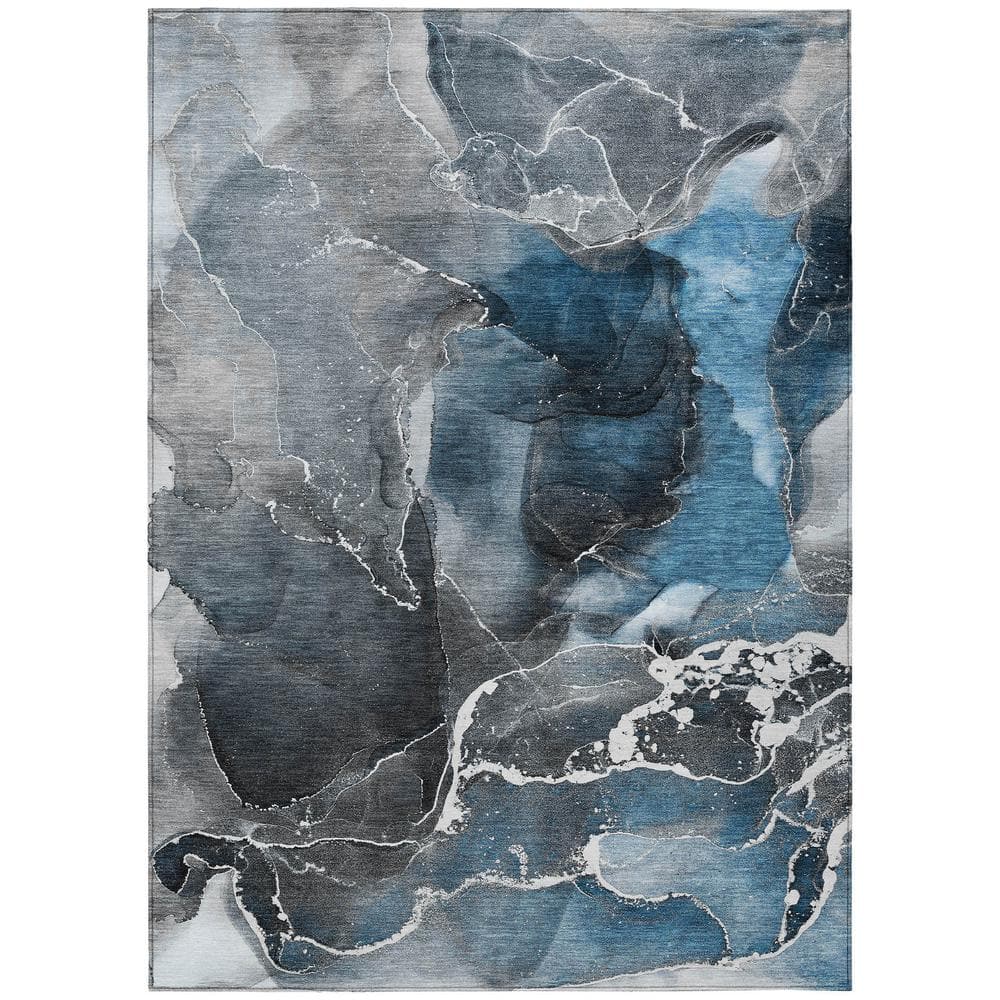 Chantille ACN503 Blue 9 ft. x 12 ft. Machine Washable Indoor/Outdoor Geomet