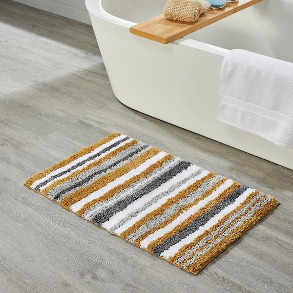 Better Trends Griffie Collection 17 in. x 24 in. Yellow Polyester Rectangle Bath Rug