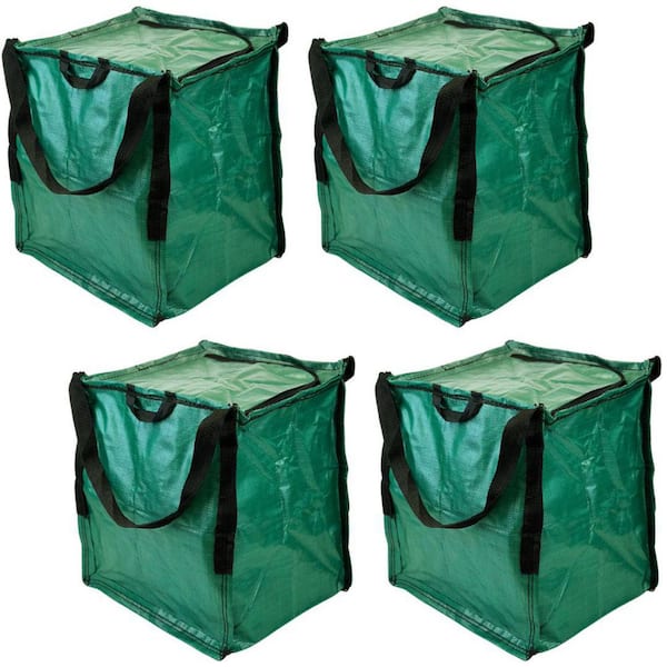 22 Gal. Heavy Duty Zipper Top Tote Storage Bag, Green 4-pack