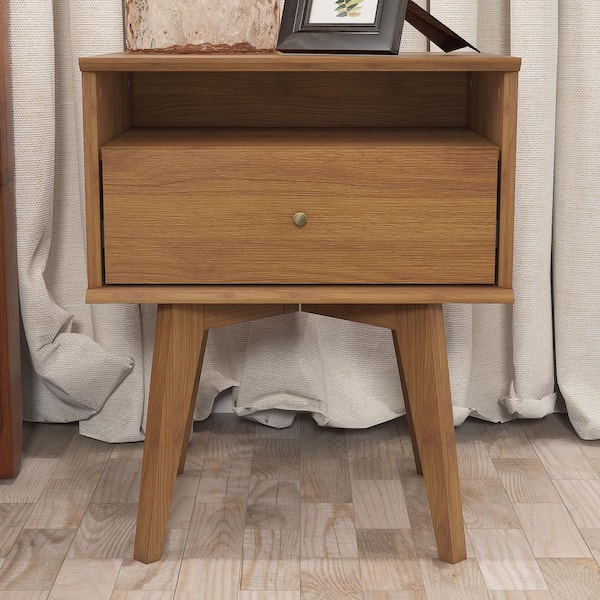 GALANO Abby Serene 14.2 in. Amber Walnut Brown Wood Frame Nightstand (Set of 2)
