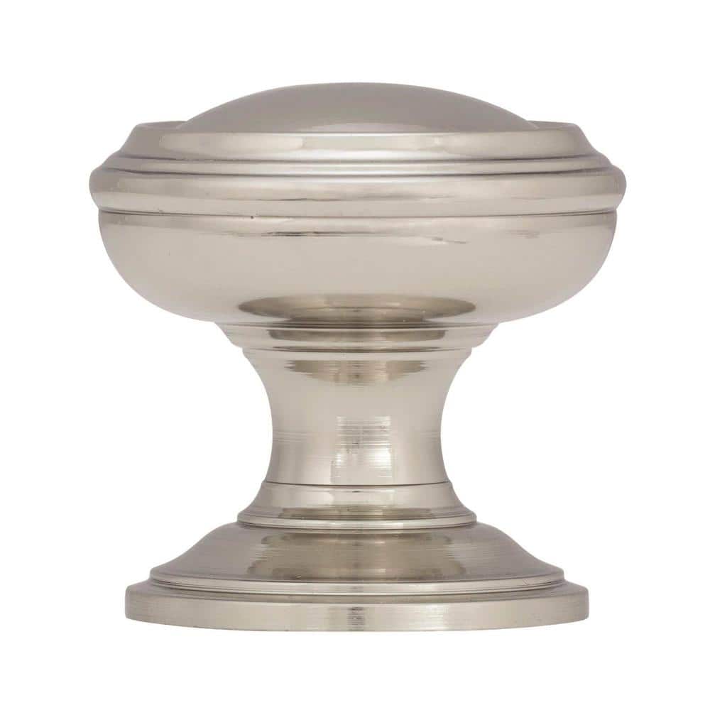 Polished Nickel Round Cabinet Knob with Mounting Hardware