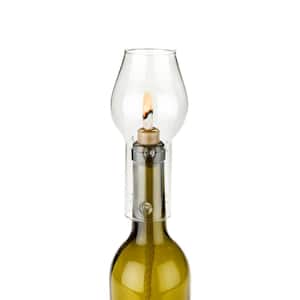 Wine Bottle Hurricane Lamp, Ceramic Stopper, Glass Chimney, Wick, Candle Wine Bottle DIY, Home Decor (Set of 1)