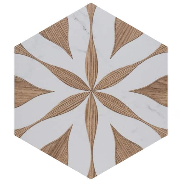 Merola Tile Llama Flower Loire Noce 9 in. x 9 in. Porcelain Floor