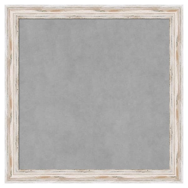 Amanti Art Alexandria White Wash Narrow 23 in. x 23 in. Framed Magnetic Board