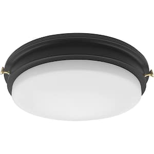 14 in. Dimmable LED Flush Mount, 1200 Lumen, 4000K Natural White Ceiling Light Fixture with Glass Shade