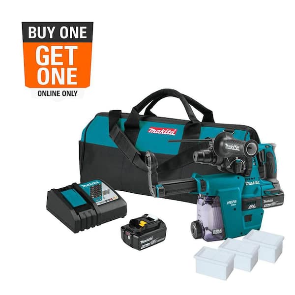 18V 5.0 Ah LXT Lithium-Ion Brushless 1 in. Cordless Rotary Hammer Kit, Accepts SDS-PLUS, HEPA Dust Extractor Attachment