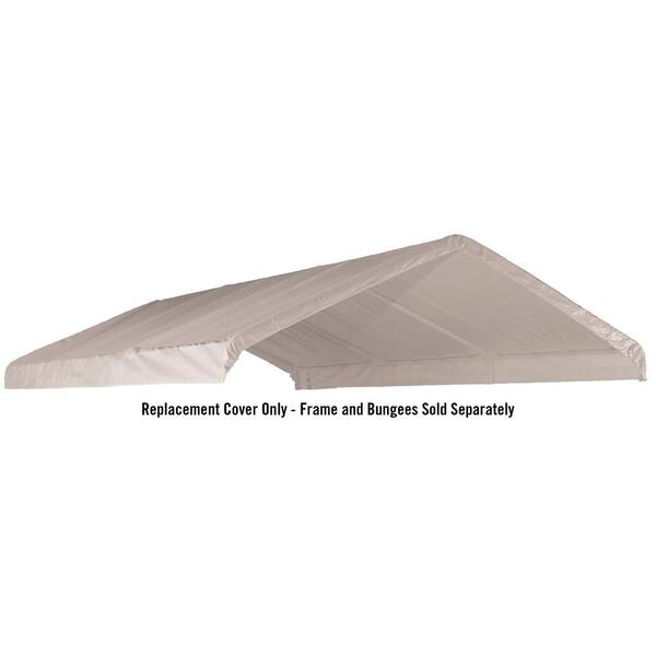 12 ft. W x 20 ft. H Canopy Replacement Cover in White (Fits 2 in. Frame) with Patented Twist-Tie Tension Feature
