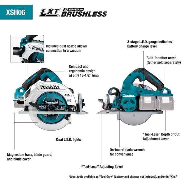 18V X2 LXT (36V) Brushless 7-1/4 in. Circular Saw Kit 5. 0Ah with bonus 18V X2 LXT 36V 1-1/8 in. Brushless Rotary Hammer