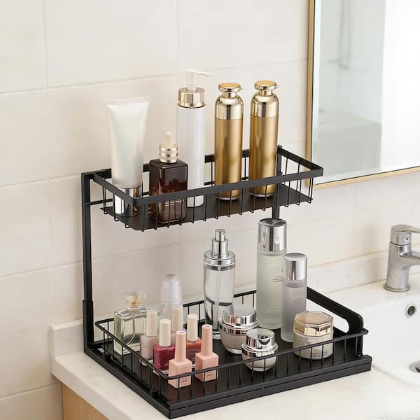 2-Tier Wire Pull Out Cabinet Under Sink Organizer 10.7 in. x 14. 2 in. Drawer Basket