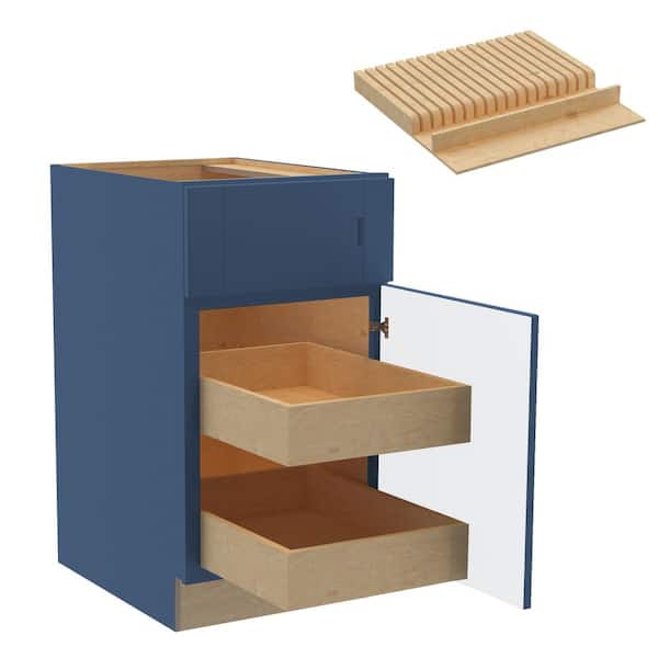Home Decorators Collection Washington Vessel Blue Plywood Shaker Assembled Base Kitchen Cabinet Rt 2ROT KB18 W in. 24 D in. 34.5 in. H