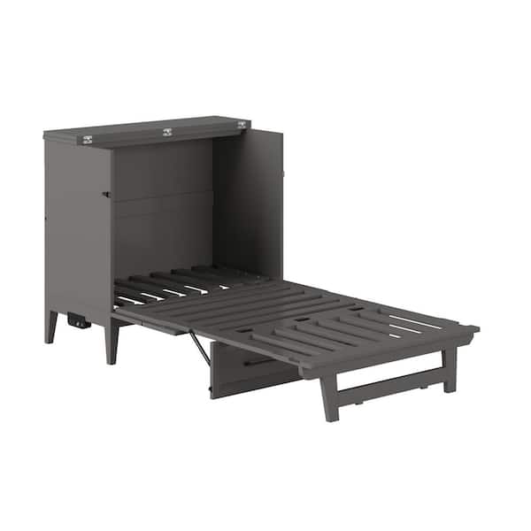 AFI Sienna Gray Solid Wood Frame Twin Murphy Bed Chest with Built-in Charger