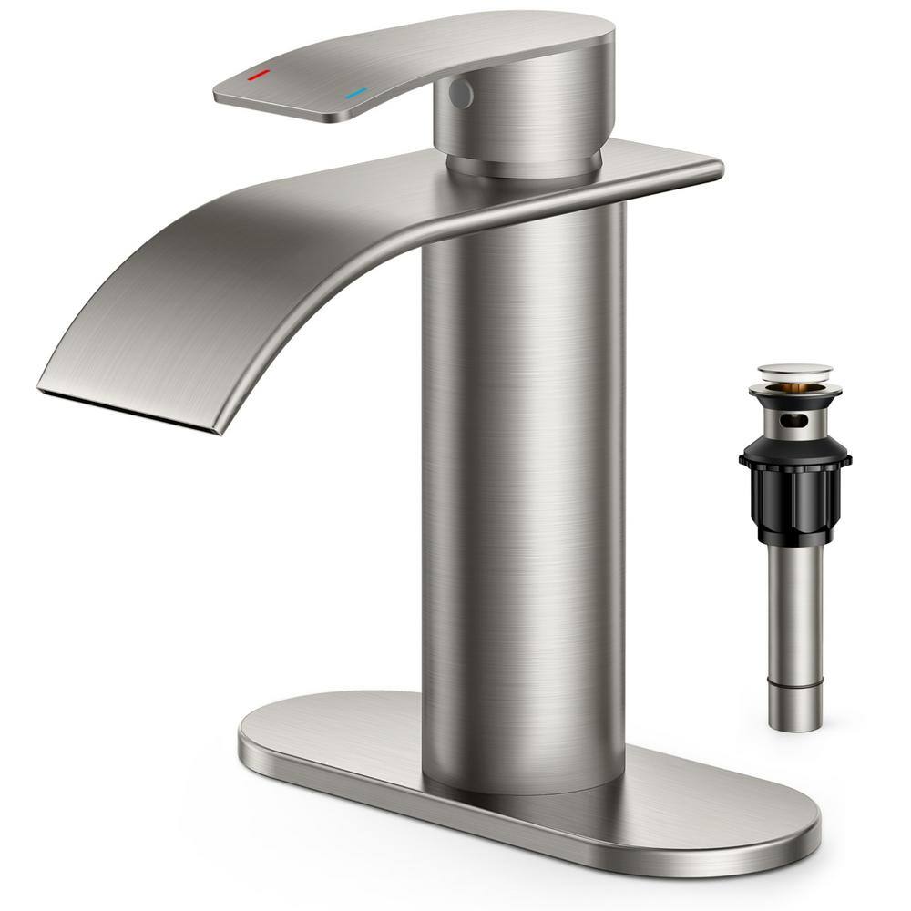 Single-Handle Bathroom Faucet with Deckplate Included and Spot Resistant in