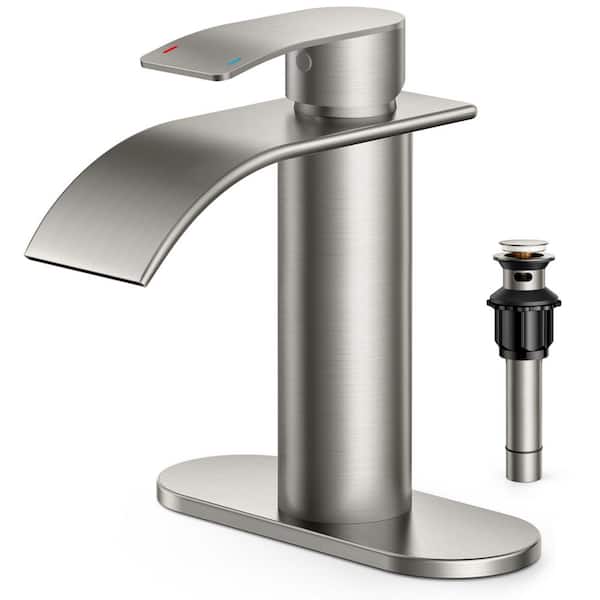 ANZA Single-Handle Bathroom Faucet with Deckplate Included and Spot Resistant in Brushed Nickel