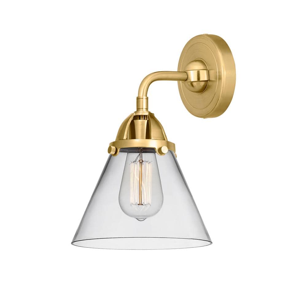 Cone 1-Light Satin Gold, Clear Wall Sconce with Clear Glass Shade price history on PriceWatchPro