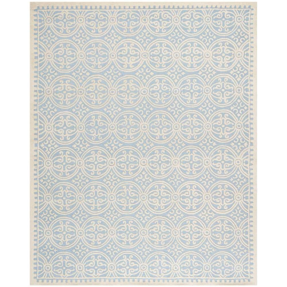 Safavieh Cambridge Light Blue Ivory 9 Ft X 12 Ft Geometric Medallion Area Rug Cam123a 9 The Home Depot