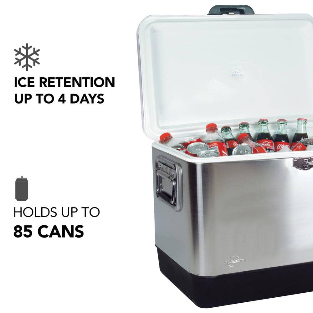 Stainless Steel and Black 51L Ice Chest Cooler with Bottle Opener
