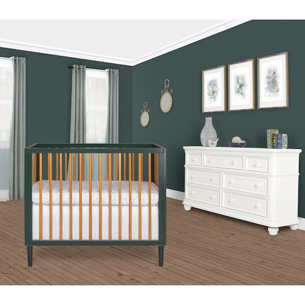 Dream On Me Lucas 4-in-1 Olive Mini Modern Crib with Rounded