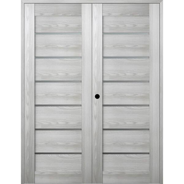 Belldinni Vona 07-02 72 in.x 80 in. Right Hand Active 6-Lite Frosted Glass Ribeira Ash Wood Composite Double Prehung French Door
