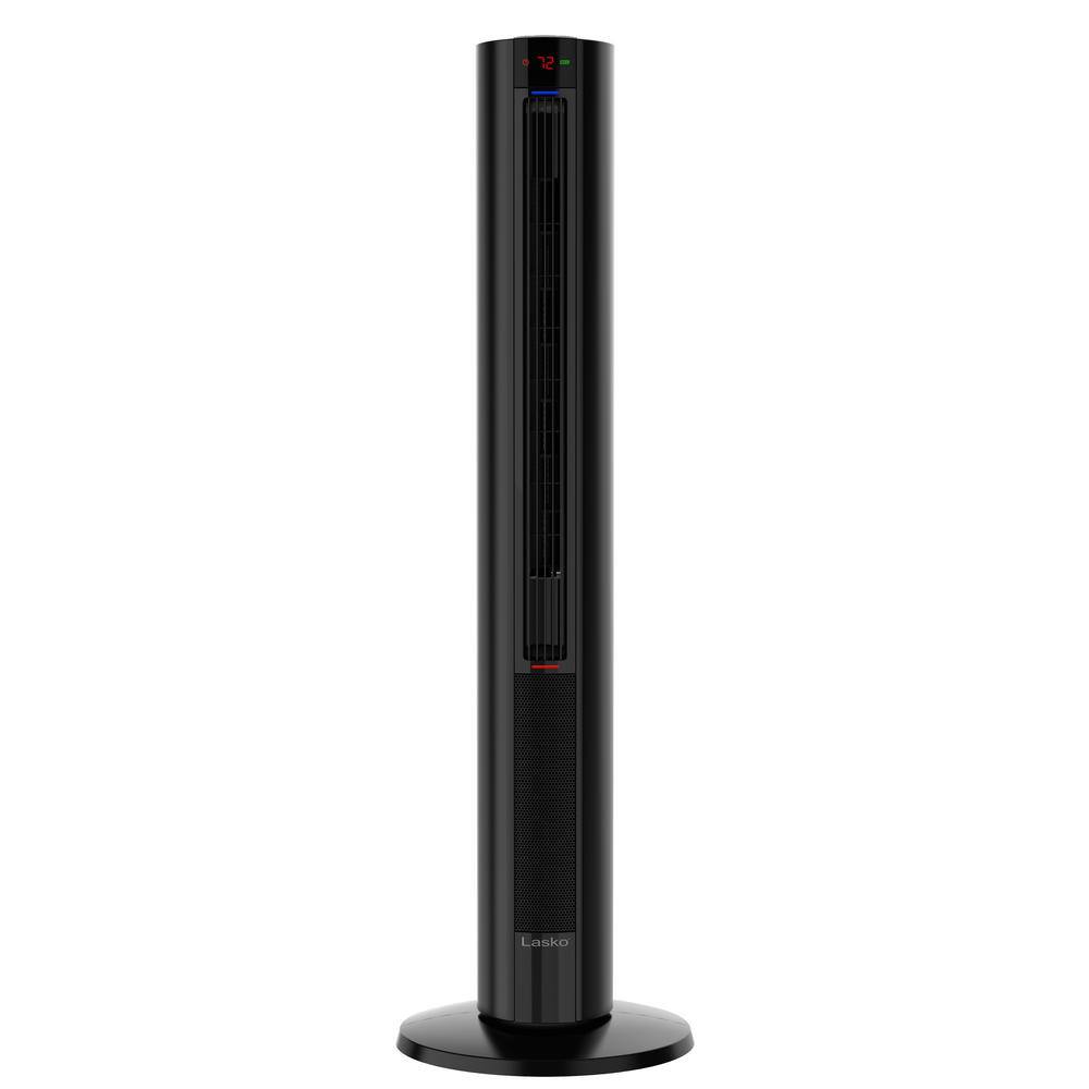 Black Ceramic Tower Fan and Space Heater with Remote