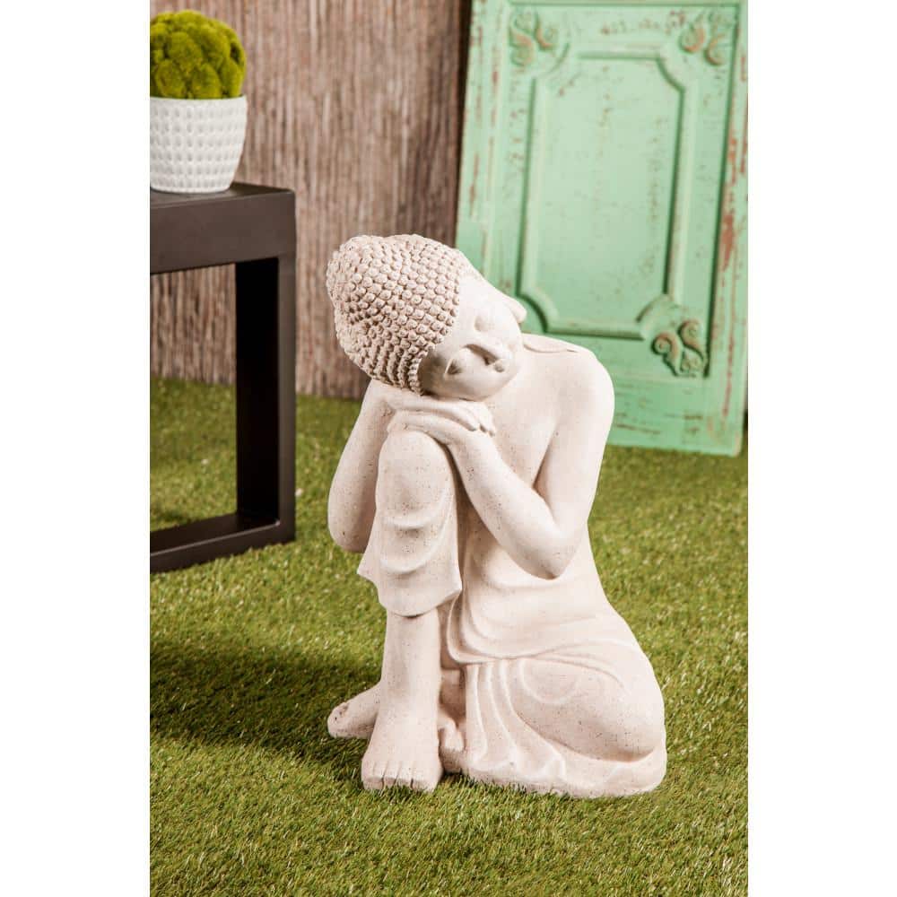20" Gray Magnesium Oxide Meditating Buddha Garden Sculpture