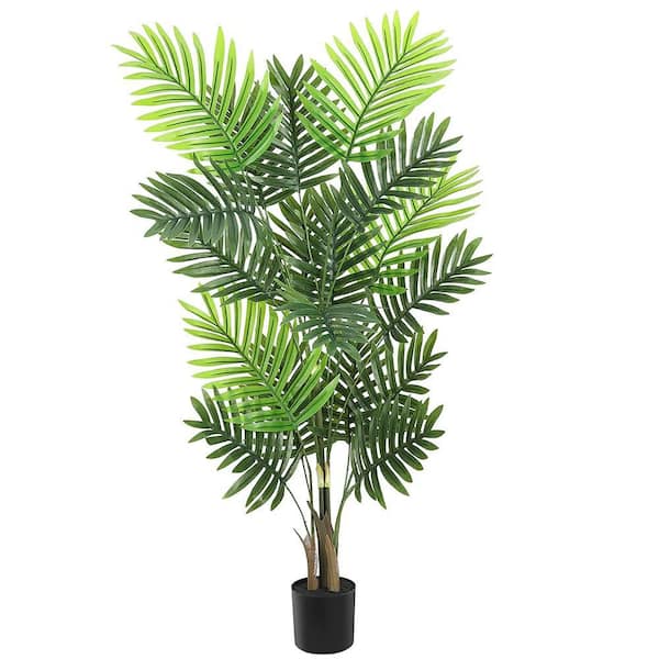 4 ft. Artificial Palm Tree, Artificial Areca Palm Plant Fake Faux with 15 Trunks Paradise Palm Floor House Decoration