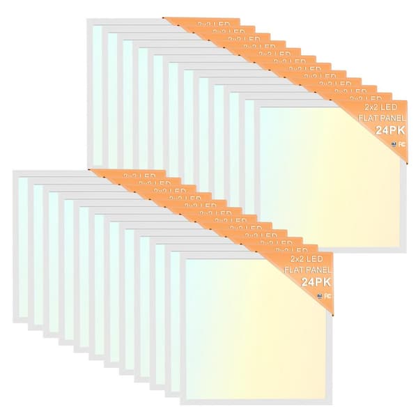 24-PACK 2 ft. x 2 ft. White 2200/3300/4400 Lumens Integrated LED Panel-Light Troffer-Light, 3500/4000/5000K