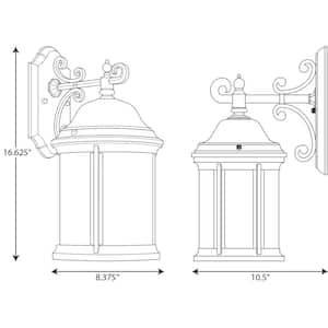 Ashmore Collection 1-Light Antique Bronze Etched Water Seeded Glass New Traditional Outdoor Medium Wall Lantern Light