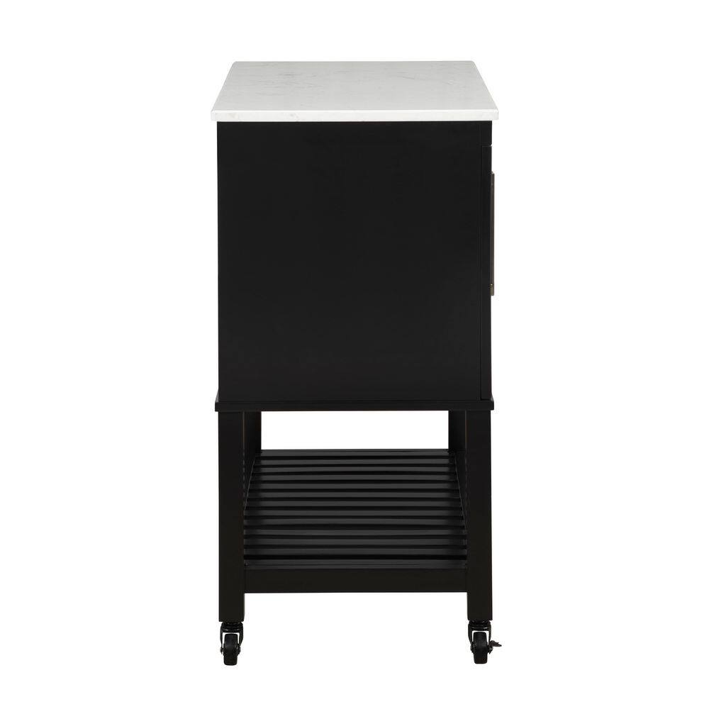 Pierce Black Kitchen Cart with Storage, Casters - thumbnail 2