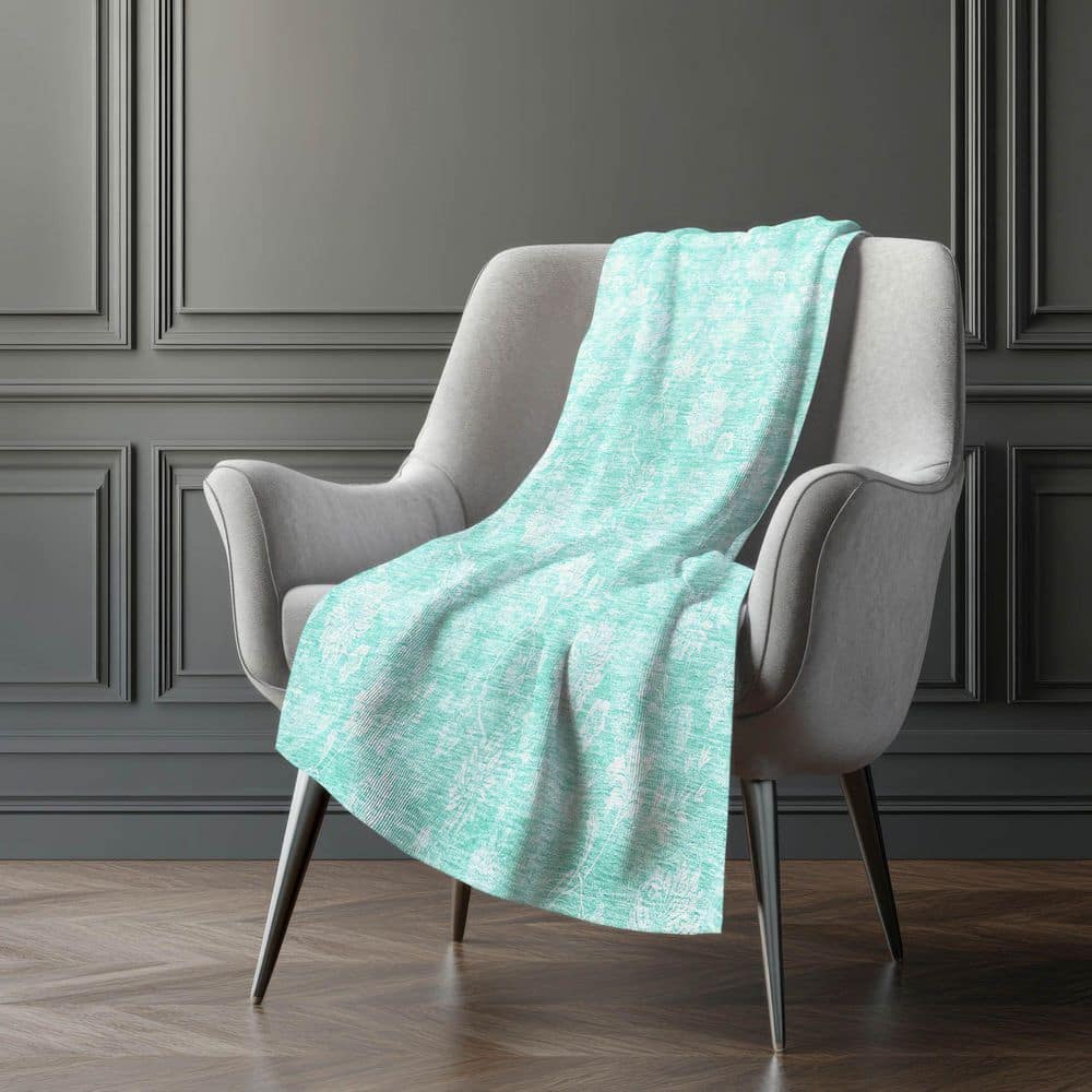 Addison Rugs Premium Machine Washable ASB681 Aqua 50 in. x 70 in ...