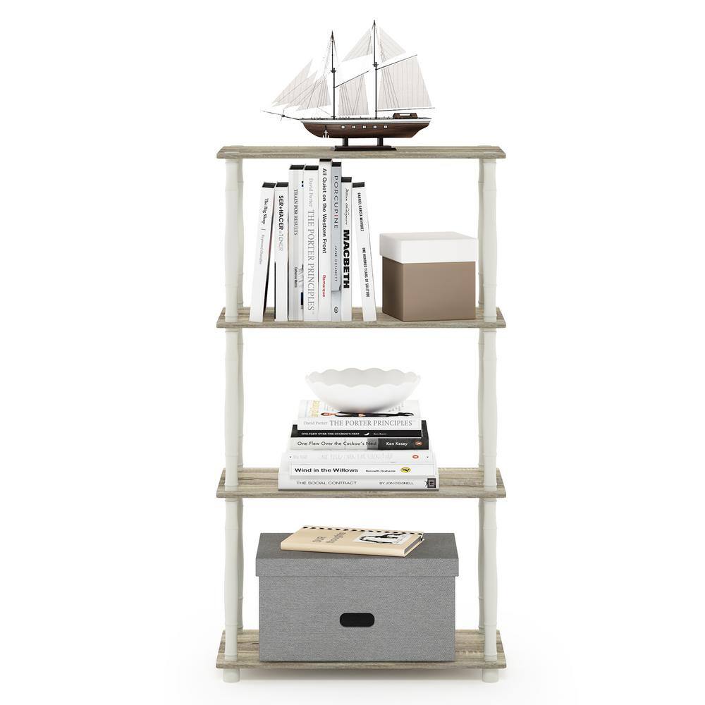 Sonoma Oak and White 4-Tier Multipurpose Shelf Display Rack